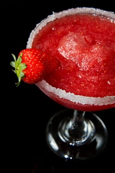 strawberry cocktail on black background