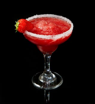 strawberry cocktail on black background
