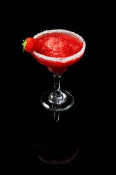 strawberry cocktail on black background