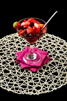 fresh fruit salad on black background
