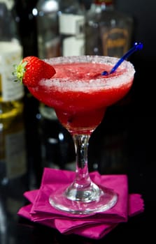 strawberry cocktail on black background