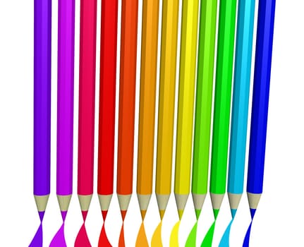 pencils in rainbow colors