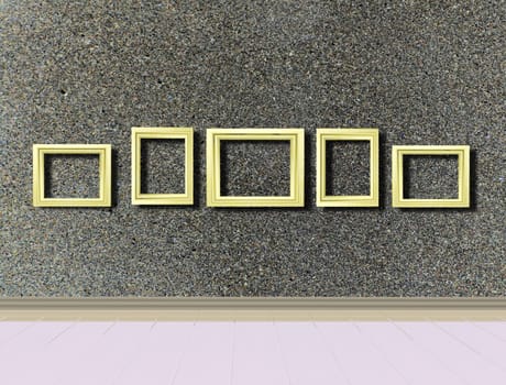 room with empty picture frames
