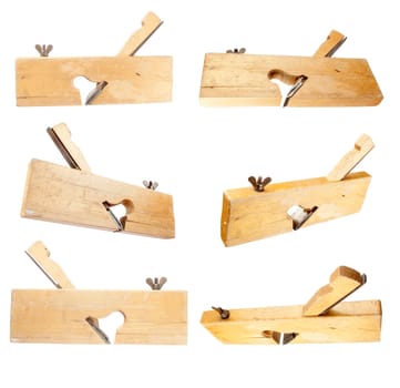 wood plane collection with white background