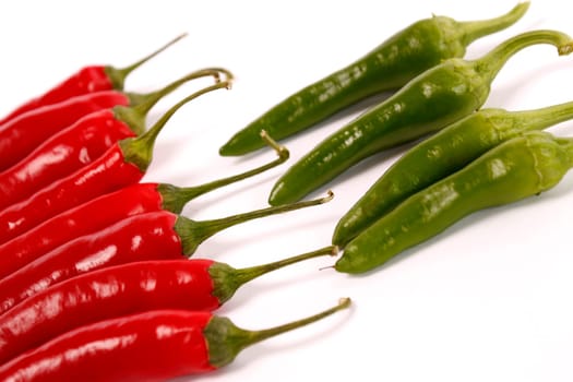 Chili peppers on white background
