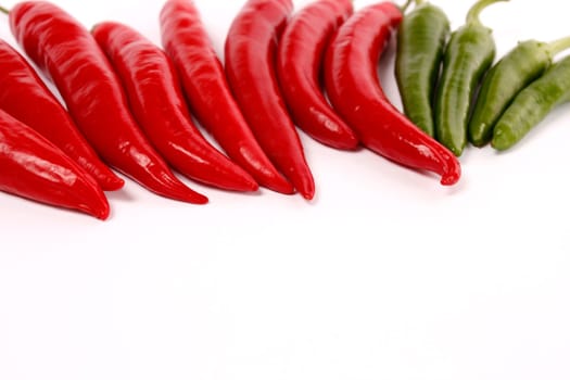 Chili peppers on white background