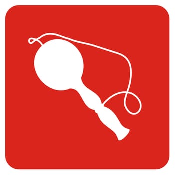 bilboquet wodden toy icon in a rounded red square. Vector file available.