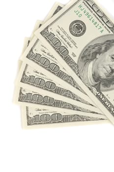 Close up view of pack dollar banknotes