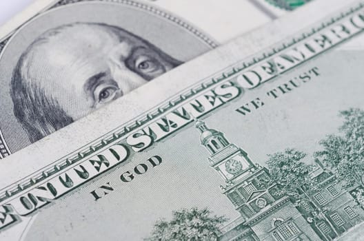 Close up view of pack dollar banknotes