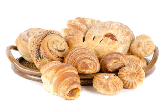 Bakery foodstuffs set on a white background