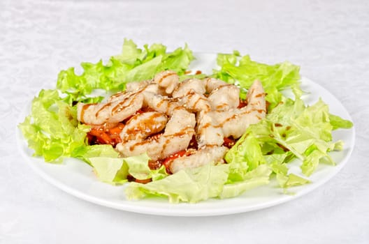 Dish of roasted filet pikeperch with vegetables