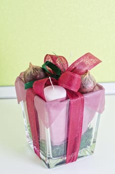 closeup photo of decoration candle at the table
