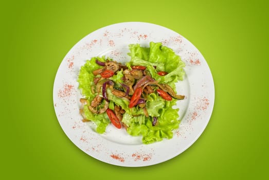 Salad of pork, courgette, lime with hazelnut and lettuce