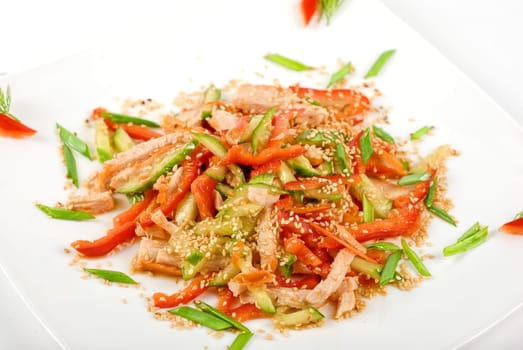 Chinese salad with spicy meat and vegetable