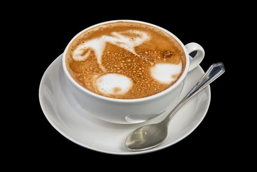 Cup of latte on a dark background
