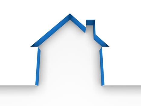 3d house estate blue model home white