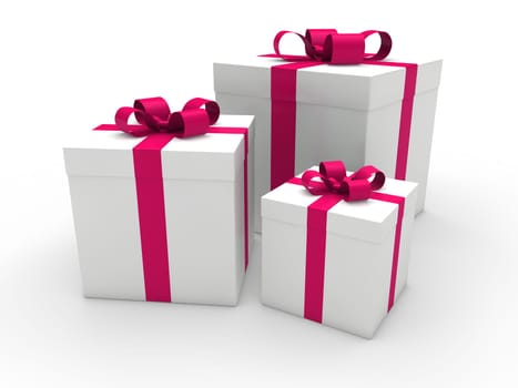 3d gift box pink white christmas ribbon