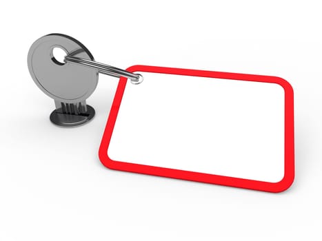 3d key attached chrome label estate red