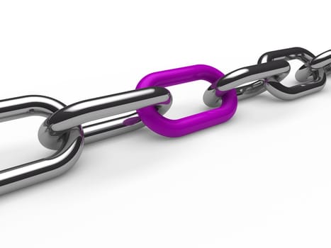 3d chain chrome purple steel teamwork connection