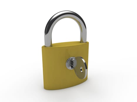 3d padlock key gold lock safety security