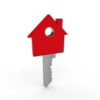 3d home key red house metal security
