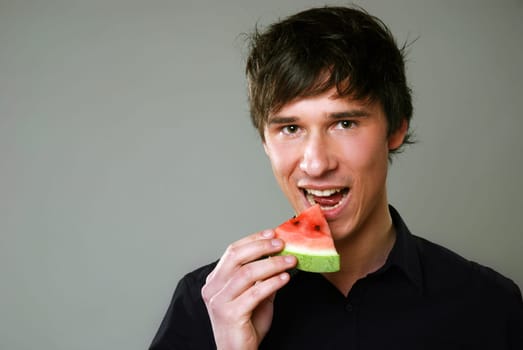 Young man with melon