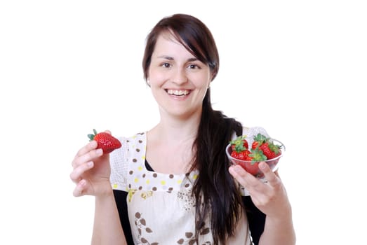 Young woman with strawberries