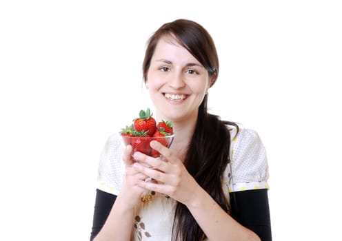 Young woman with strawberries