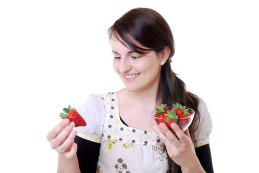 Young woman with strawberries