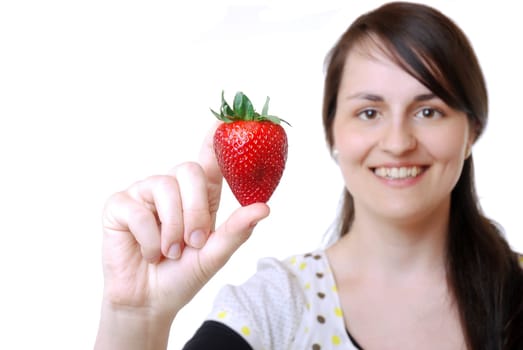 Young woman with strawberry