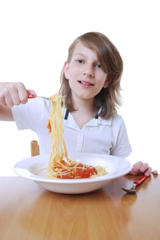Eating spaghetti