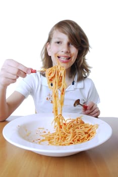 Eating spaghetti