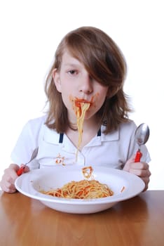 Eating spaghetti