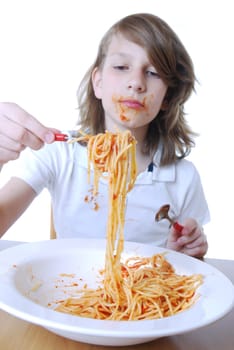 Eating spaghetti