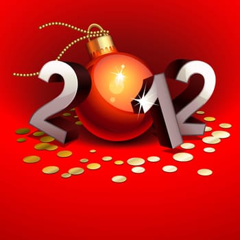 New year 2012 with numbers and bauble