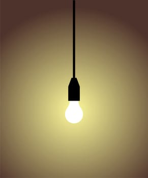 white light bulb on brown background. Concepts of light, idea, brillant, inteligence.