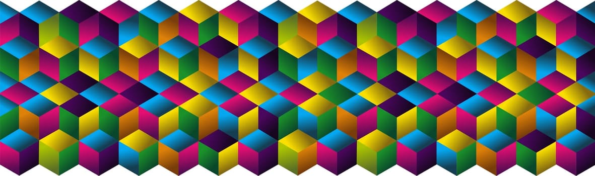 Multicolored cubes background vector pattern.