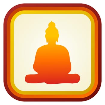 Buddha orange silhouette with frame on cream background.