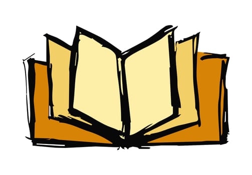 Hand drawn sketch of an open book over white background. Vector file available
