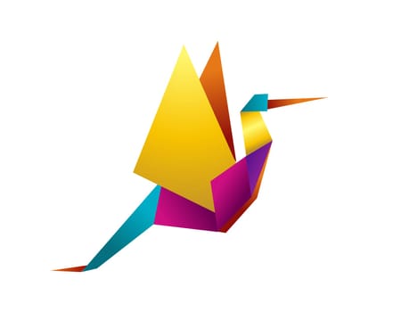 One Origami vibrant colors stork. Vector file available.