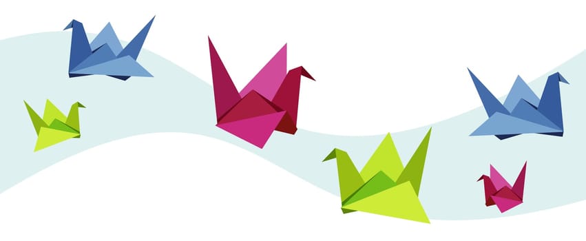 Group of various Origami vibrant colors swan. Vector file available.