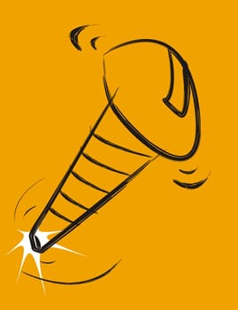 Hand draw screw illustration over orange background