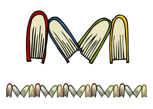 Books following the M letter pattern. Vector file available.