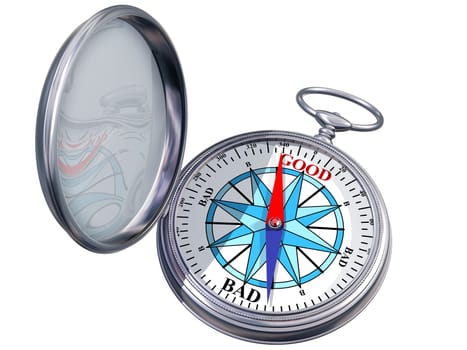 Illustration of a moral compass helping you to make the right decision