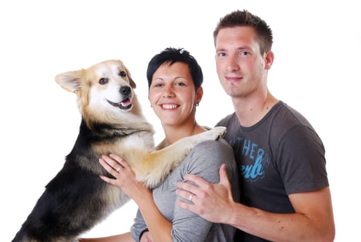 Young couple with dog
