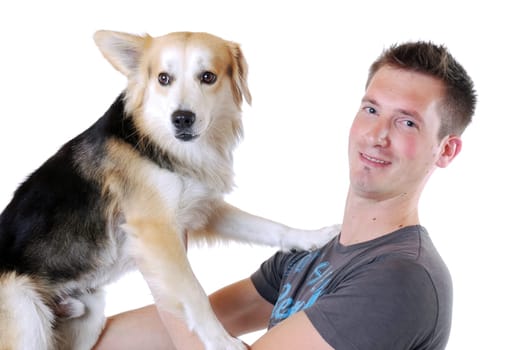 Young man with dog