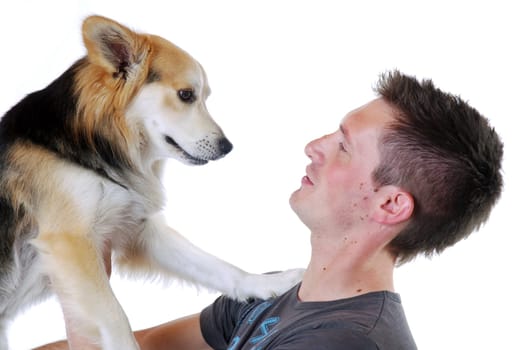 Young man with dog