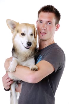 Young man with dog