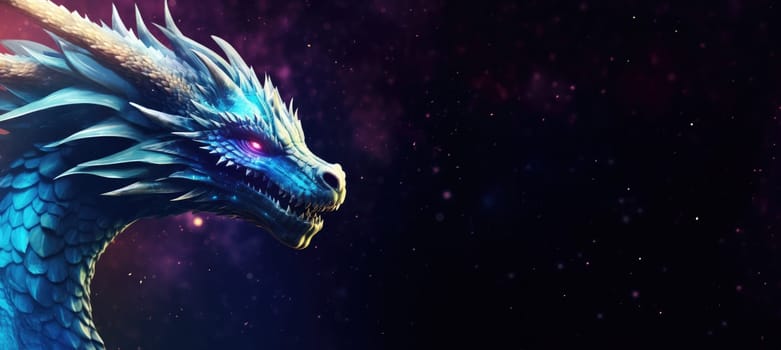 Magic blue dragon, fantasy concept of dragon energy.