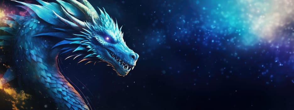 Magic blue dragon, fantasy concept of dragon energy.